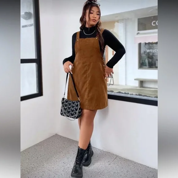 SHEIN Corduroy Overall Mini Dress – Perfect for Layering - Picture 4 of 9